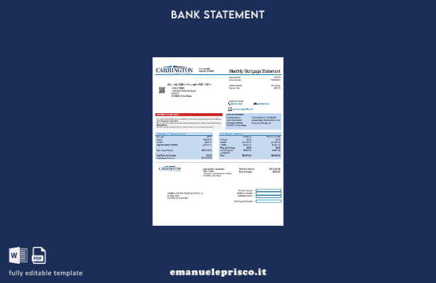 modello word di estratto conto bancario stile verificato USA Carrington Mortgage